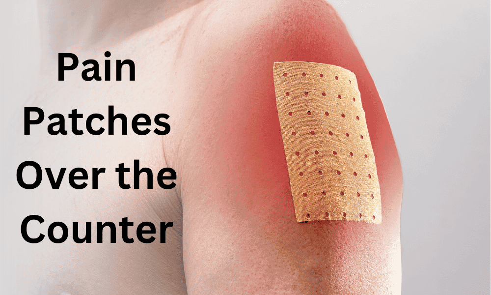 Pain patches on the shoulder for pain relief, sports medicine, and injury recovery at Performance Pain and Sports Medicine clinic.