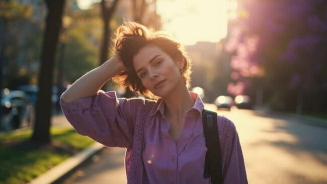 2802096 Active woman outdoors during sunset, demonstrating movement and strength, with a focus on sports medicine, pain management, and athletic performance.