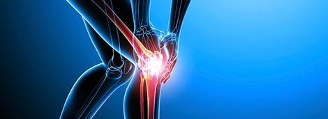 Severe knee pain illustration showing inflammation and injury, emphasizing sports medicine and pain management.