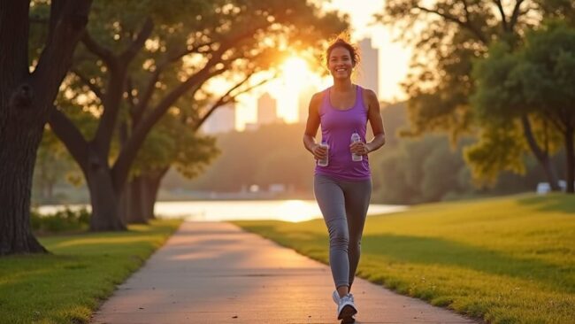 Woman finding relief from annular tear pain through better sleep positioning in peaceful Houston garden setting